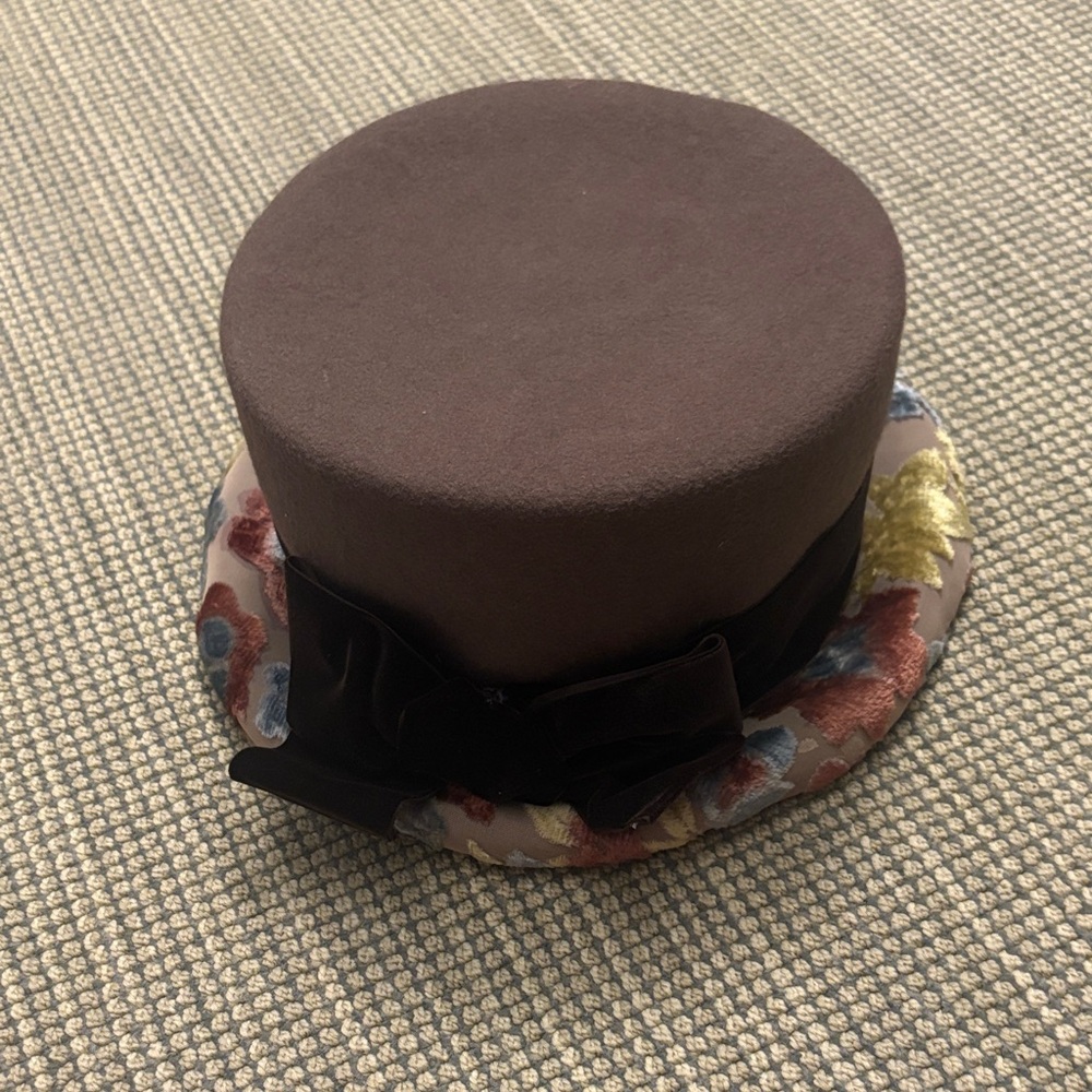 Elegant Brown Hat with colorful brim